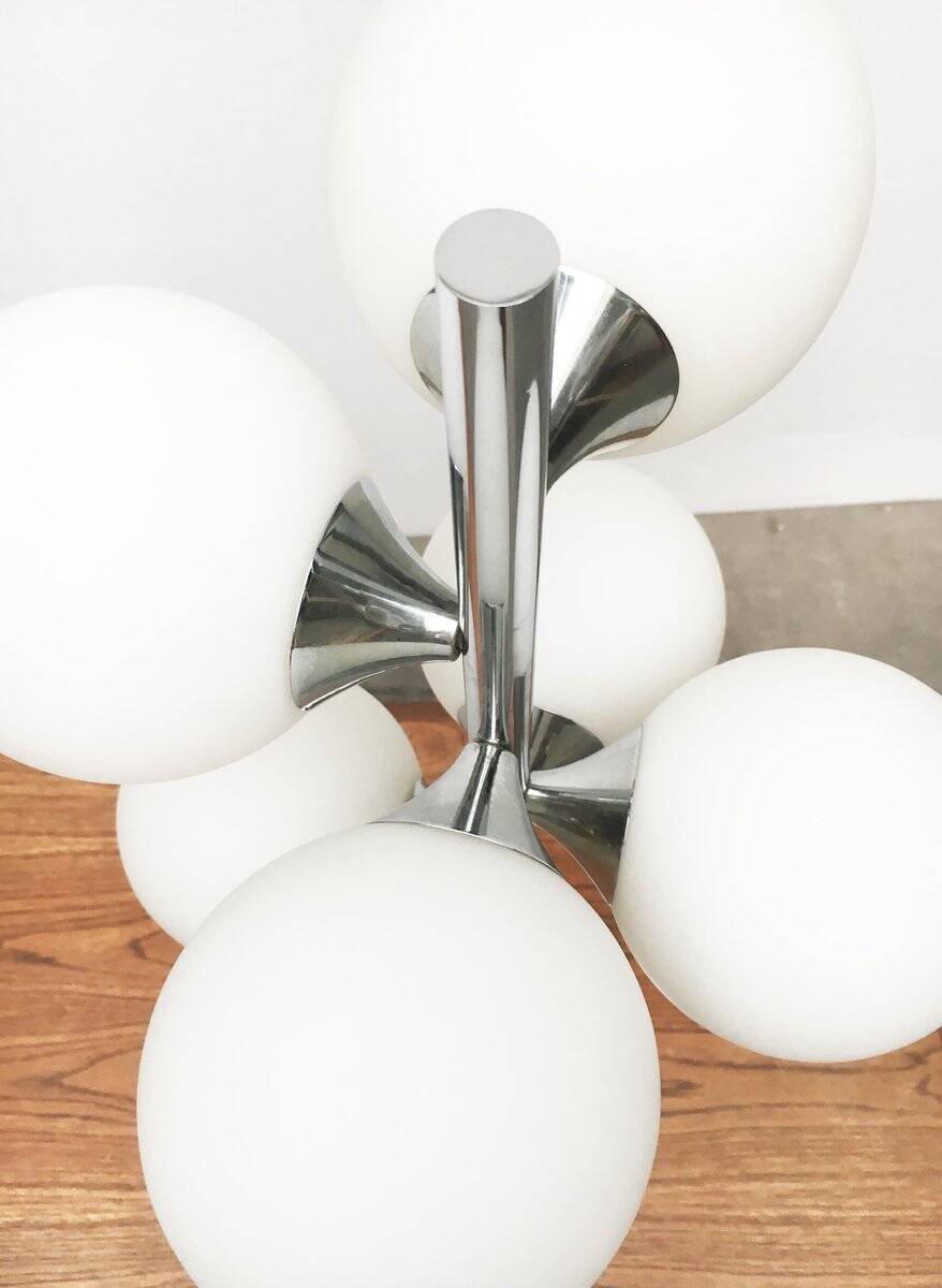 Vintage space table lamp, glass and metal, 1970s