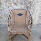 Armchair in wicker rattan and scoubidou