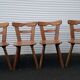 Set of 4 antique Tilburg solid wood brutalist chairs