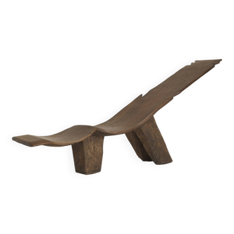 Chaise longue Senufo d'Afrique de l'Ouest en bois massif