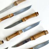 Set of 12 knives with bamboo handle