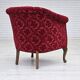 Paire de fauteuils lounge danois, années 1950, tissu rouge en coton/laine.