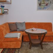 Orange corduroy Modular sofa from the 70's, 4 pieces