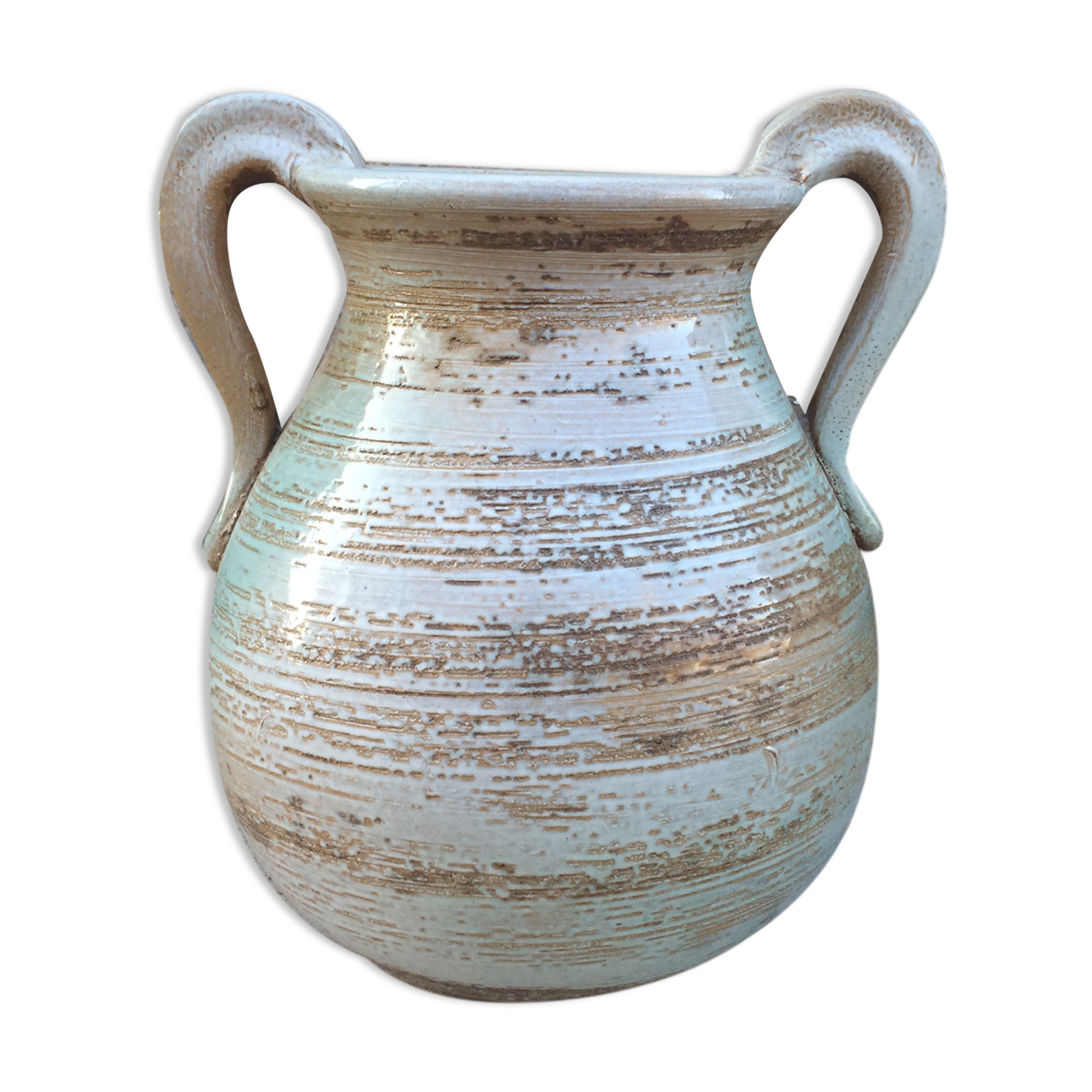 Jar or vase in blue earth 33 x 29 cm
