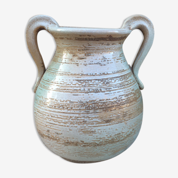 Jar or vase in blue earth 33 x 29 cm