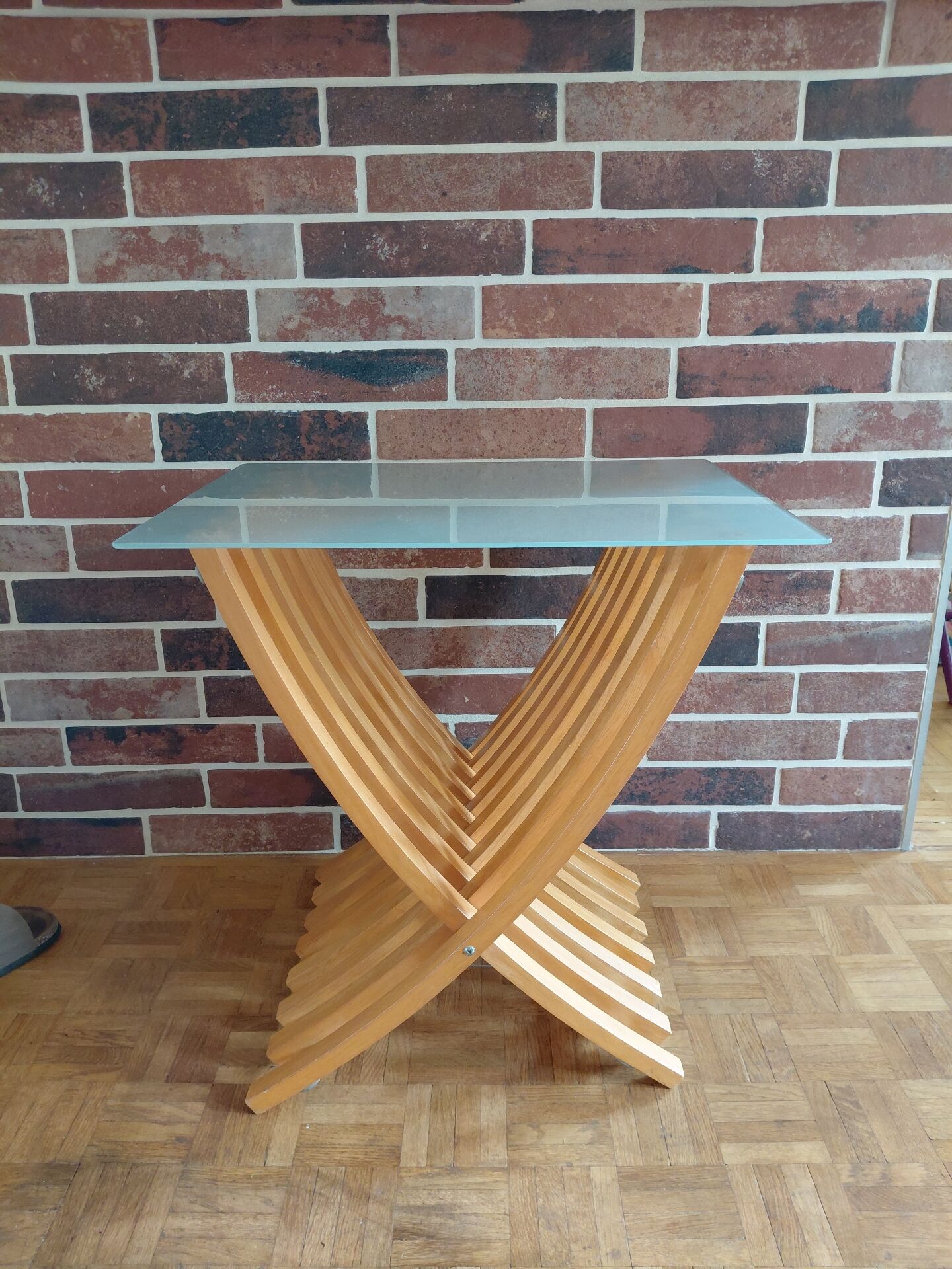 IKEA EKEBERG vintage side table – 1999 – wood and glass