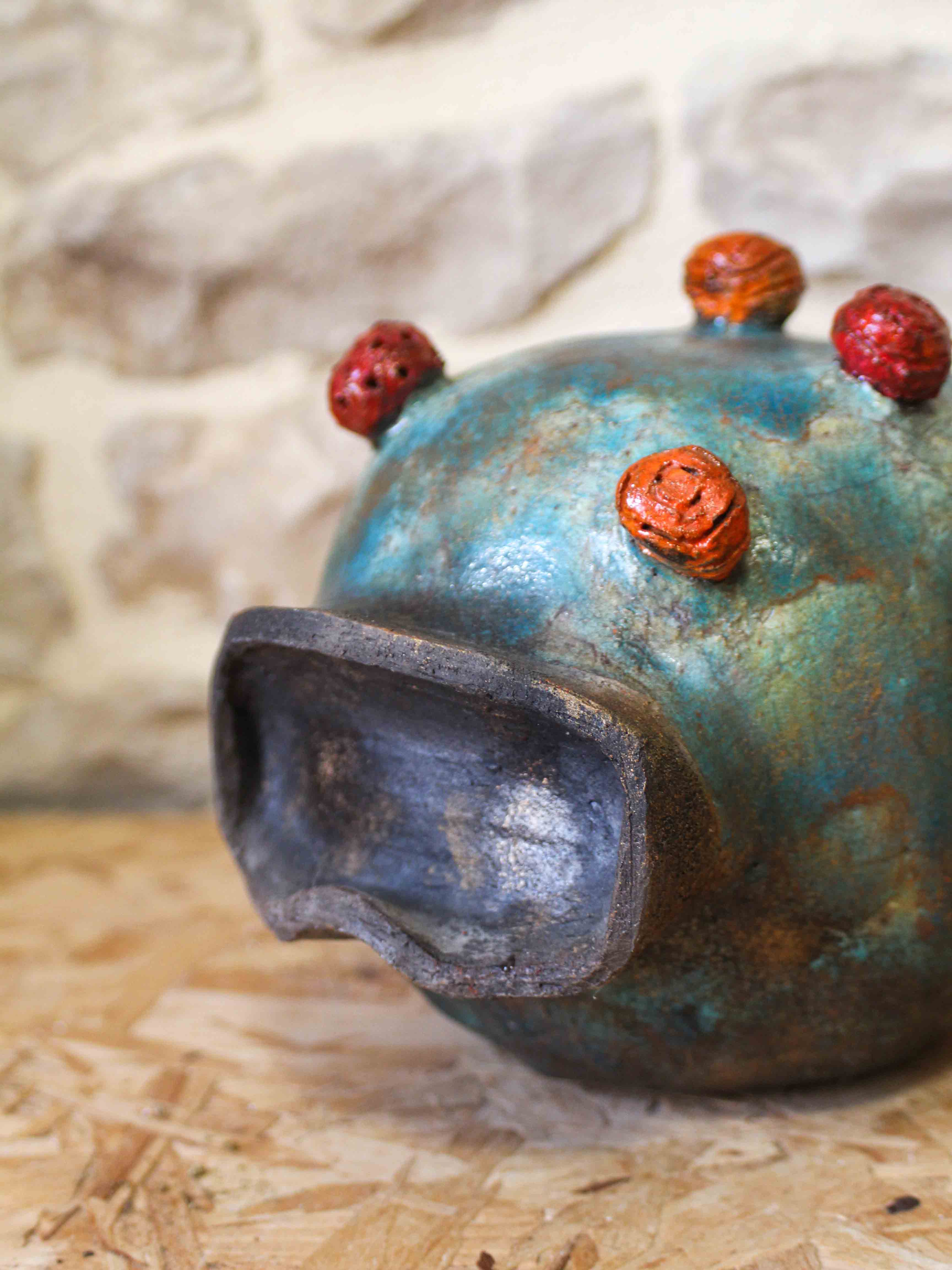 Glazed raku head