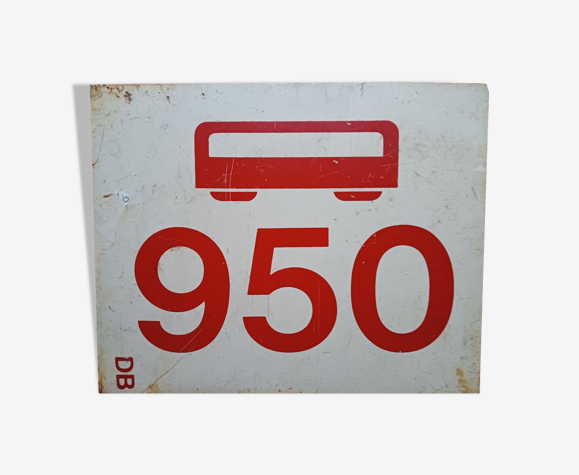 Plaque ancienne en métal de " TRAM DB n° 950 " simple face.