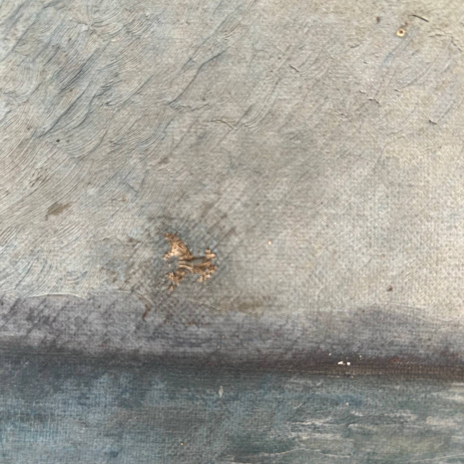 Old painting of sunrise over the sea