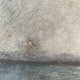 Old painting of sunrise over the sea