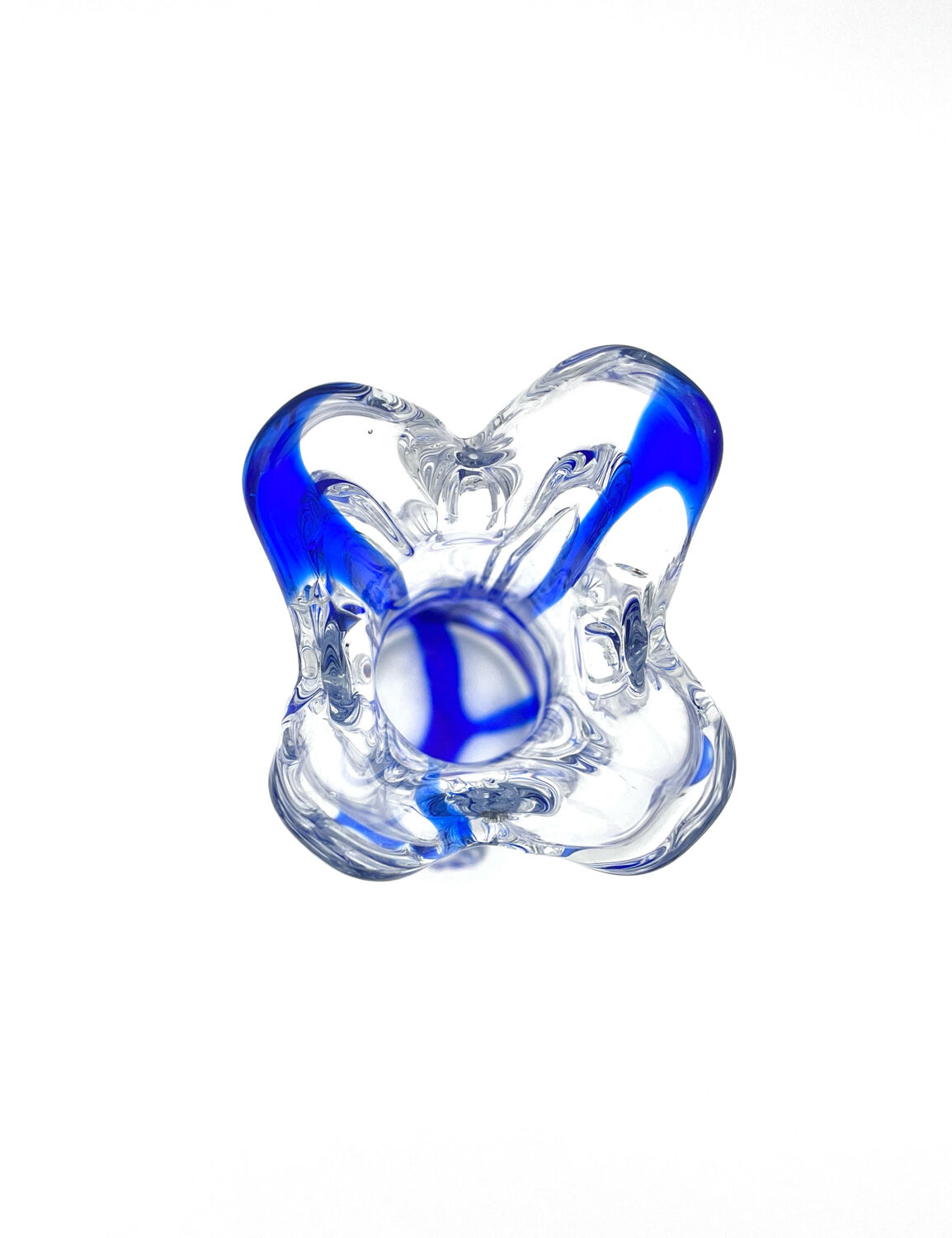 Monumental Murano Vase - Cobalt Blue & Crystal - Organic Design 70s