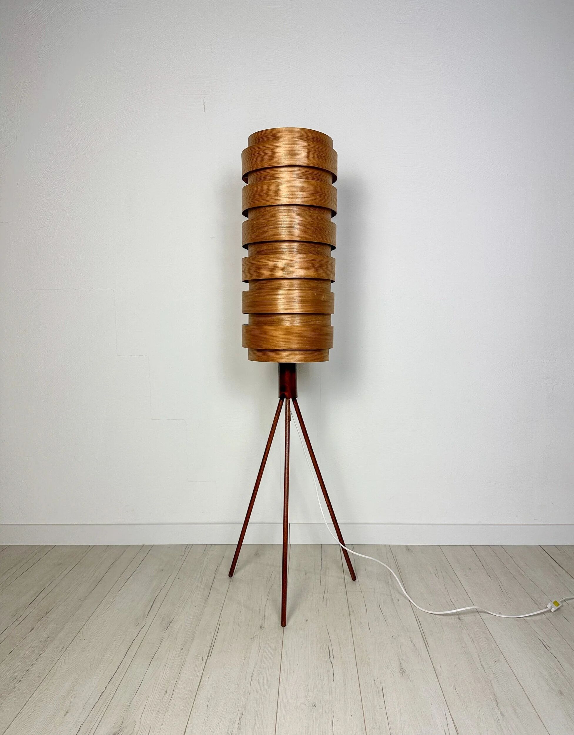 1960s vintage Danish bentwood teak floor lamp