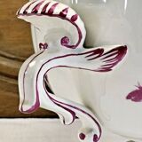 Antique large Gien vegetable soup tureen, pink landscape model, 1938/1960