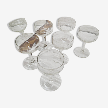 Set 6 coupes champagne verre ciselé