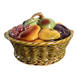 Old basket with lid fruits slurry Sarreguemines 40s