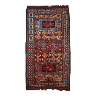 Handmade antique Persian Kurdish rug 122cm x 243cm 1880s - 1B419