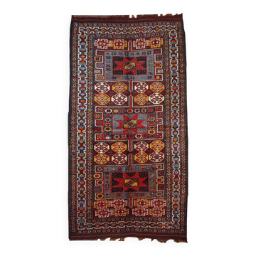 Handmade antique Persian Kurdish rug 122cm x 243cm 1880s - 1B419