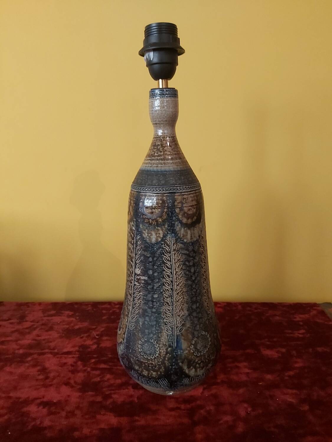 Quimper Courjault ceramic lamp base, 1970