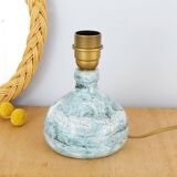 Pied de lampe en grès émaillé bleu signé années 60 ou 70