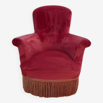 Toad armchair den velvet in fusina color with seat and firm back and wooden foot