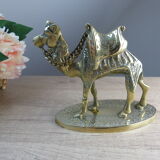 Sculpture figurine de chameau en laiton sur socle fait main vintage