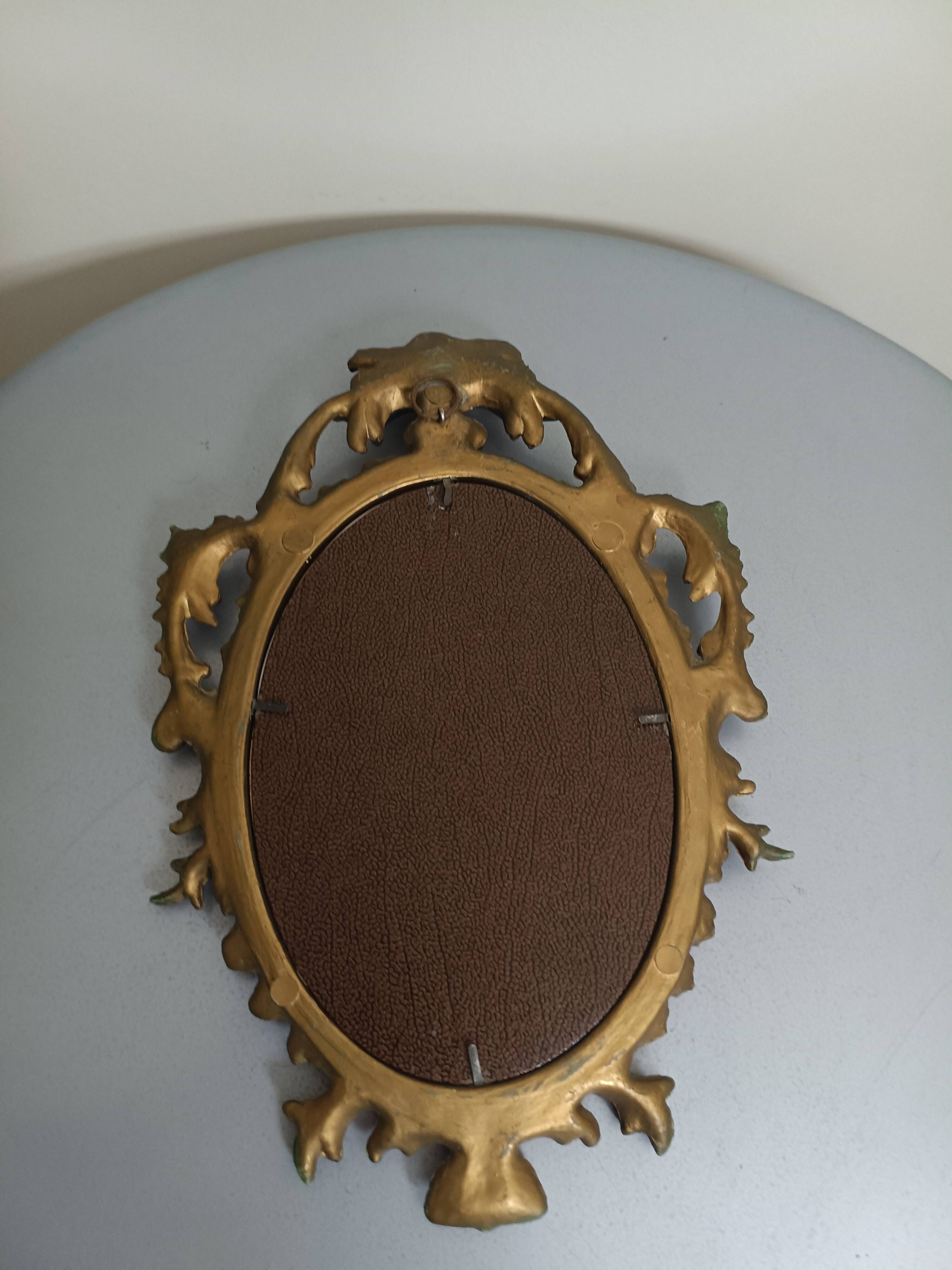 Small vintage Italian golden mirror in rococo baroque style from Italy, 1960s.