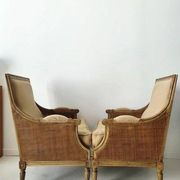 Pair of French antique Louis XV style armchairs (cane back armchairs)