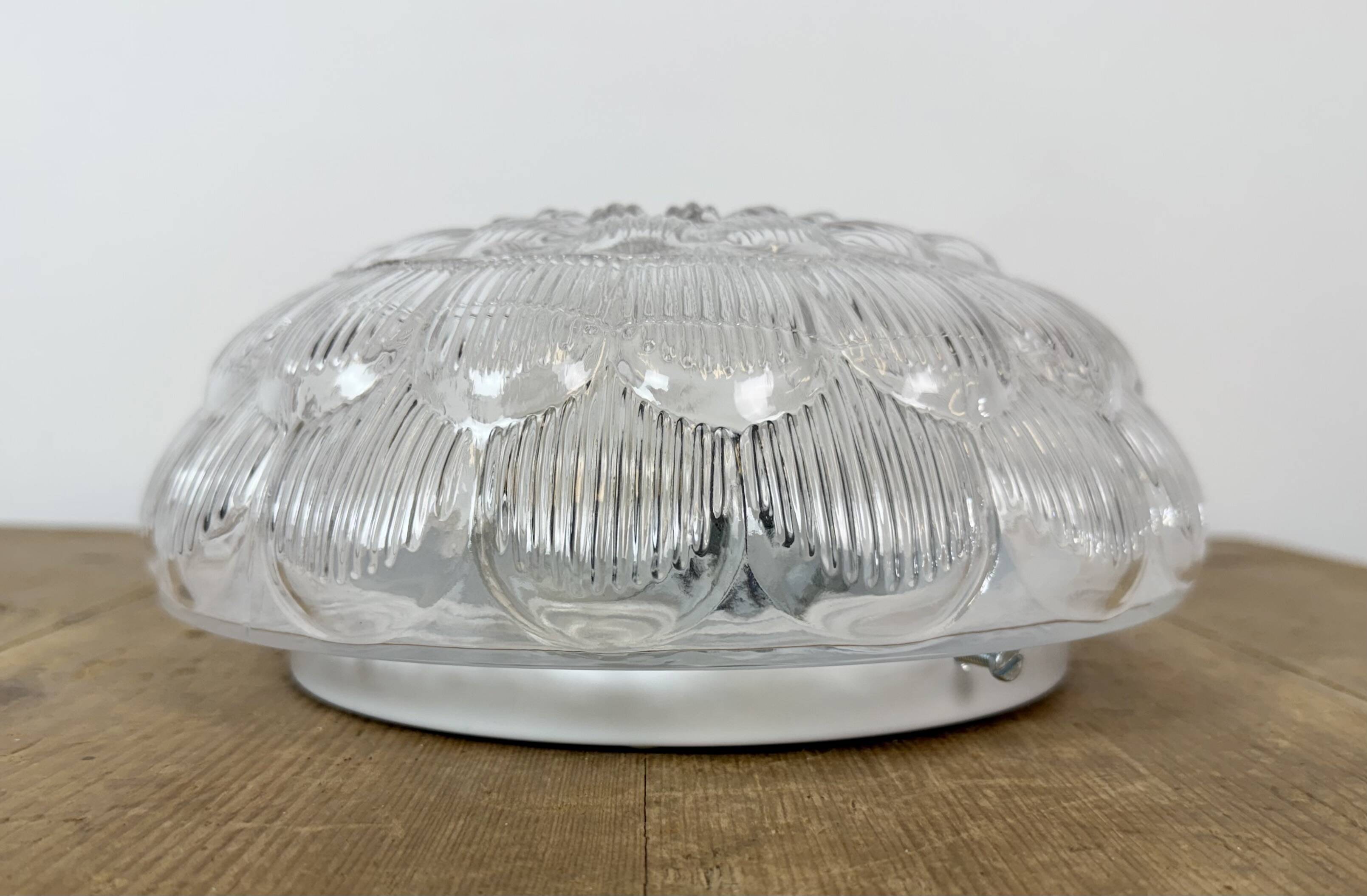 Vintage Glass Wall or Ceiling Light, 1970s