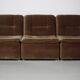 Canapé modulable vintage en velours marron/vert, 3 éléments