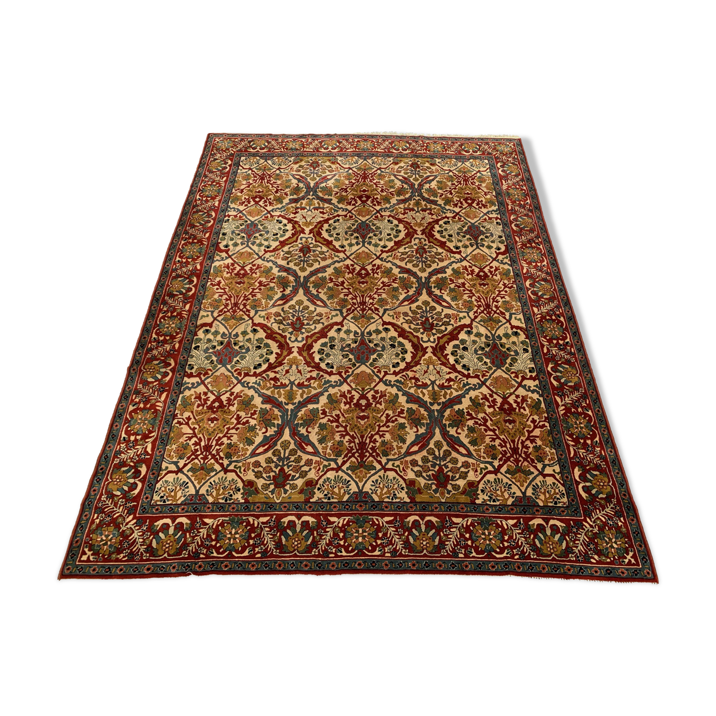 XL Vintage Arts and Crafts, W Morris style Rug 400x296 cm, Red Blue