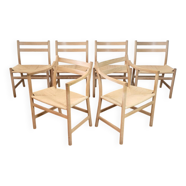 Ensemble de 6 chaises de salle à manger modèle CH46 et CH47 par Hans J. Wegner