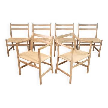 Ensemble de 6 chaises de salle à manger modèle CH46 et CH47 par Hans J. Wegner