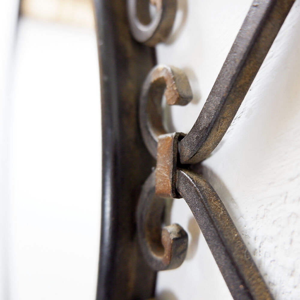 Wall mirror sun in wrought iron with heart pattern - 1960s