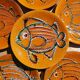 6 flat fish glazed plates