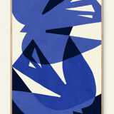 Affiche d'art oiseaux bleus 50 x 70 cm