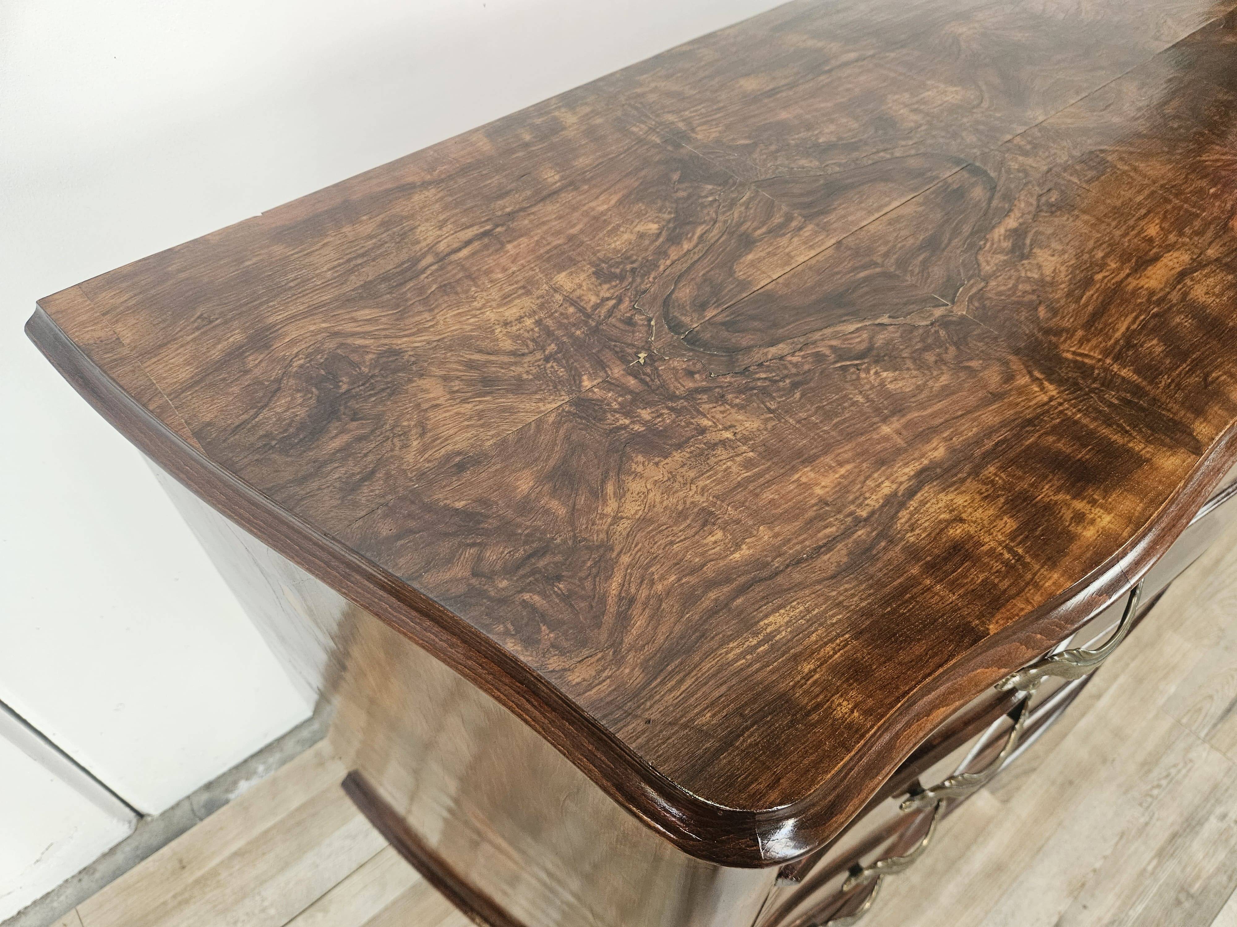 Chippendale chest of drawers in walnut burl, 1940s