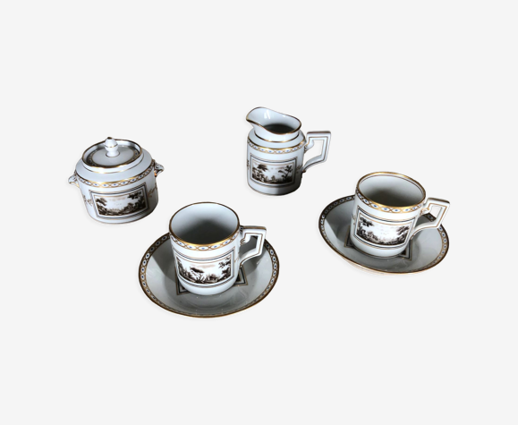 Tasses à moka crémier & sucrier en porcelaine Richard Ginori