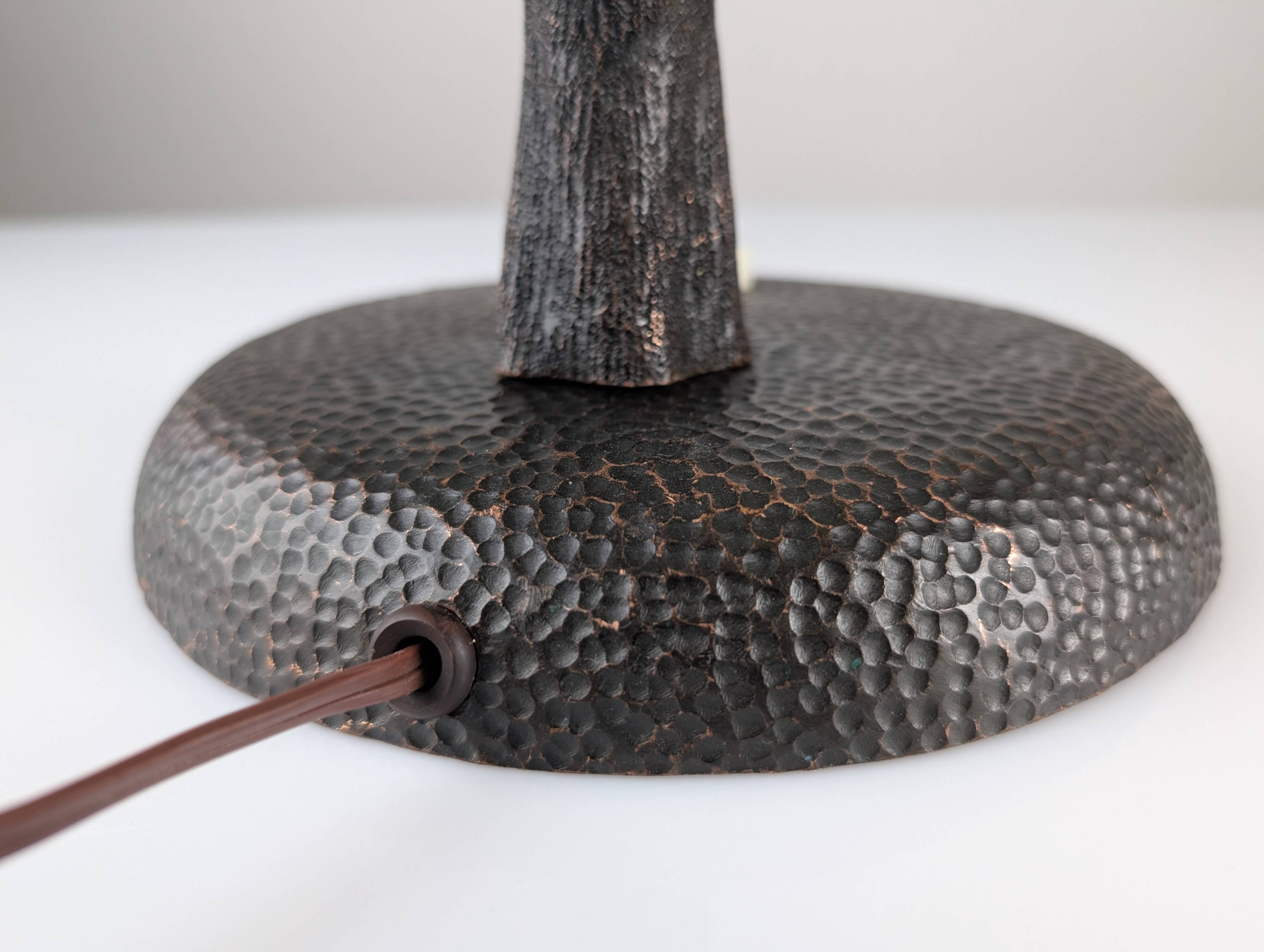 Hammered Copper Sculptural Lamp in the Shape of a Tree, Mid-Century Modern