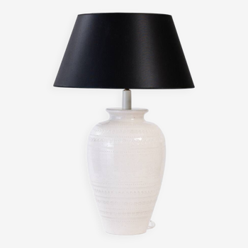 Lampe de table en céramique italienne Bitossi noir blanc grande