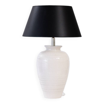 Lampe de table en céramique italienne Bitossi noir blanc grande