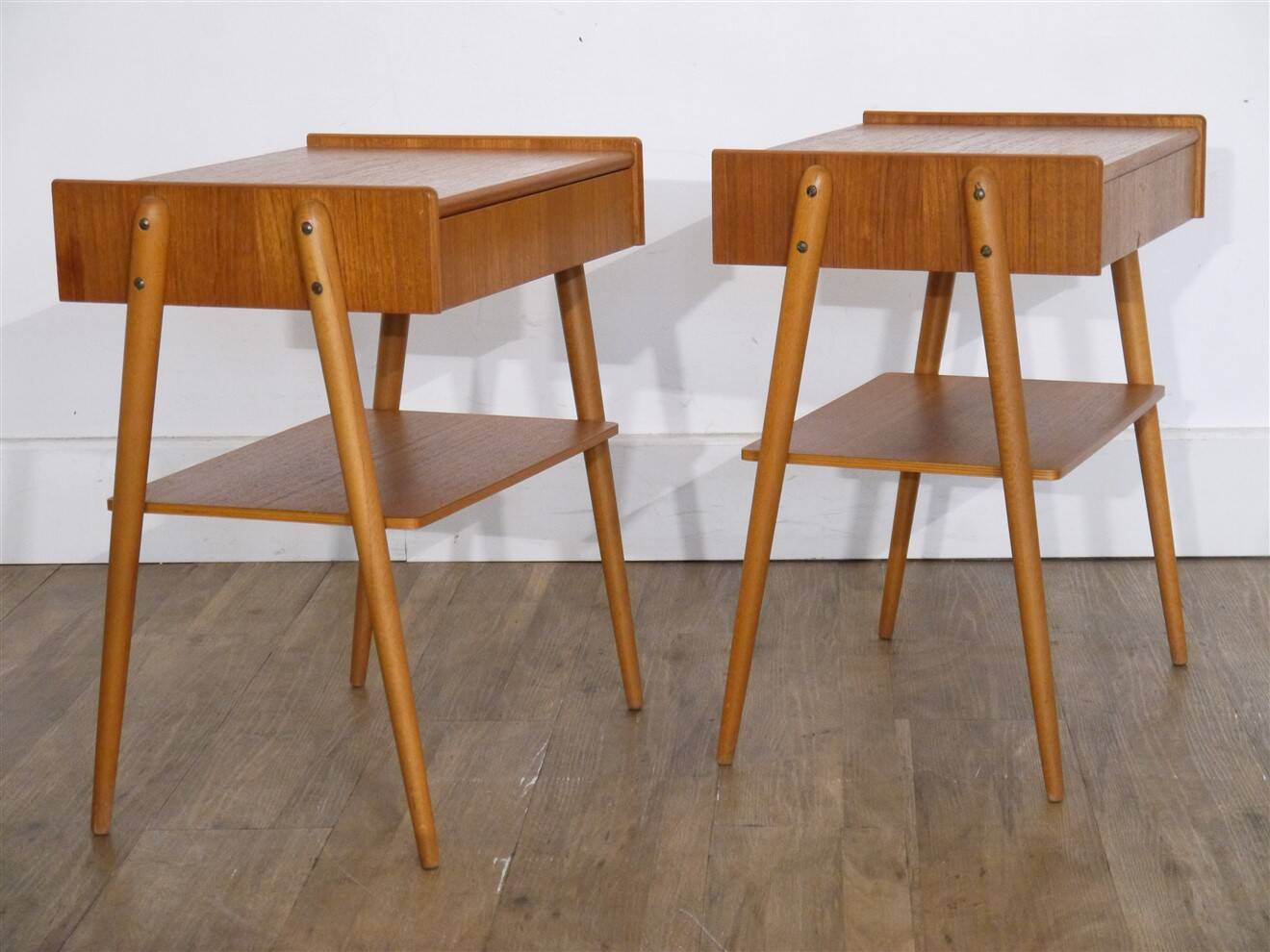 Scandinavian teak bedside tables by Carlstrom 1960