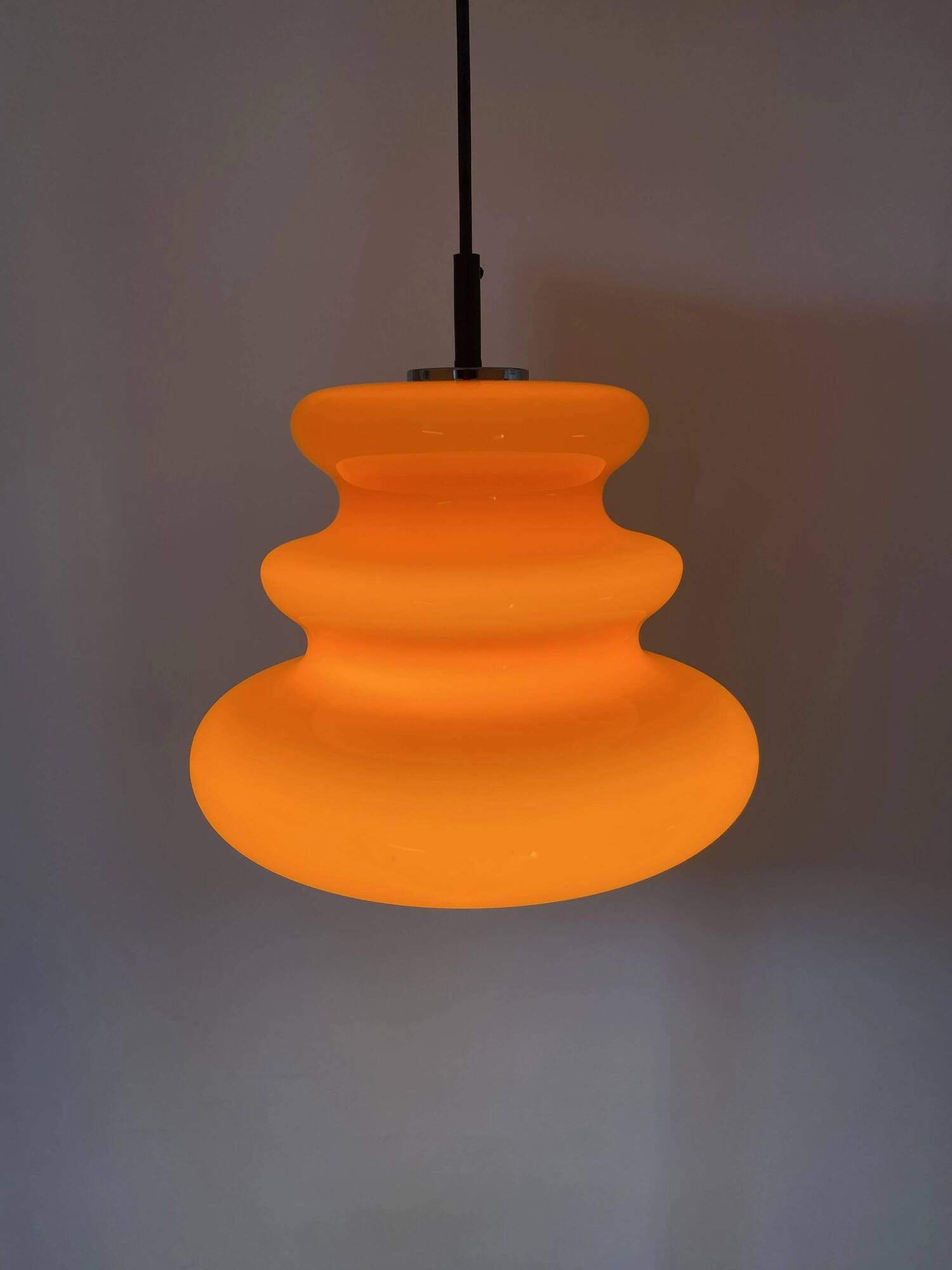 Bright orange glass pendant light AH 1 by Peill and Putzler 1960