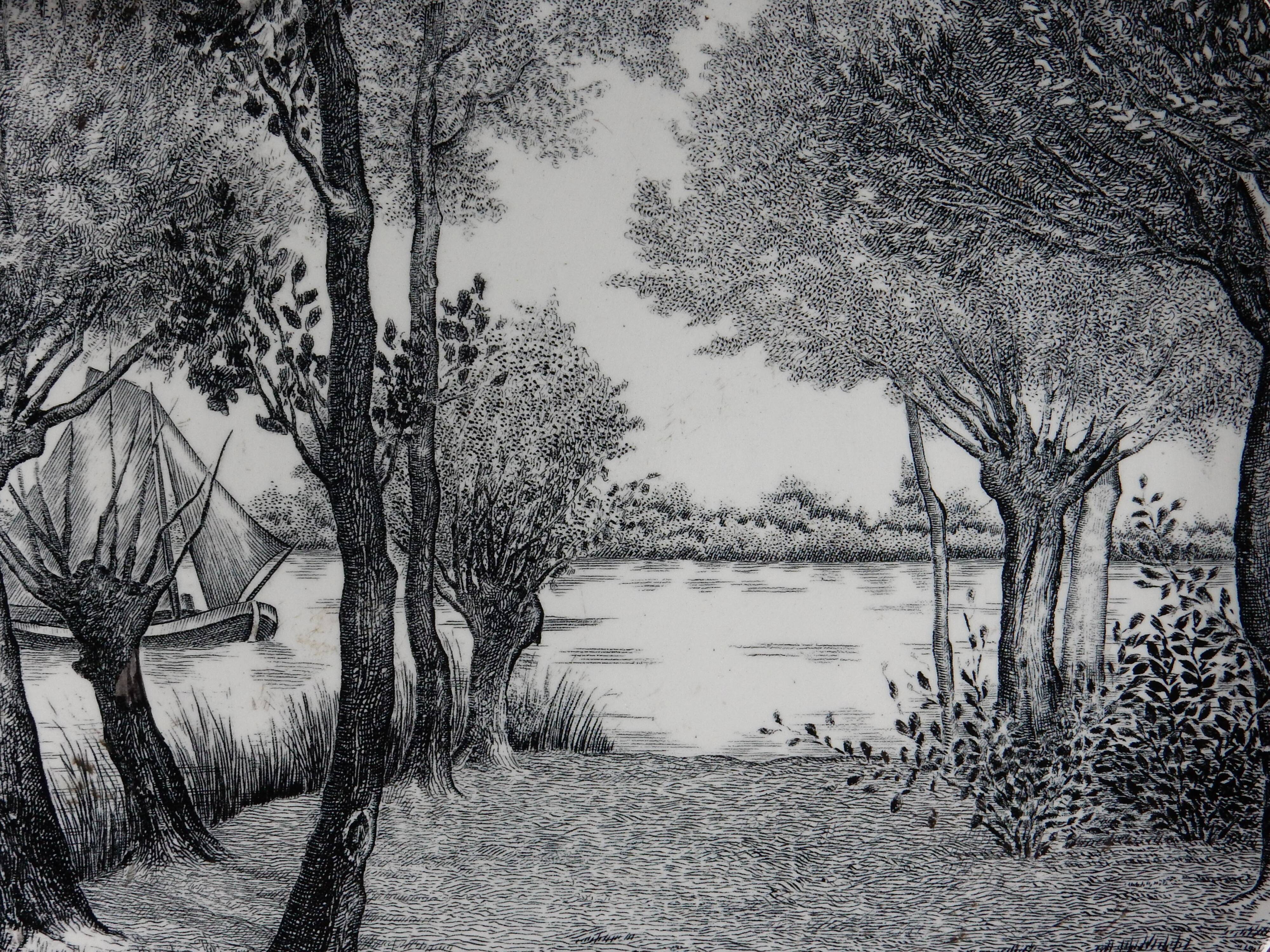 Assiette de collection gravure Boch la Louvière