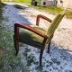 Set of 3 Art Deco bridge chairs in olive green velvet.