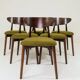 Scandinavian dining chairs set of 10 in sauvage green bouclé.