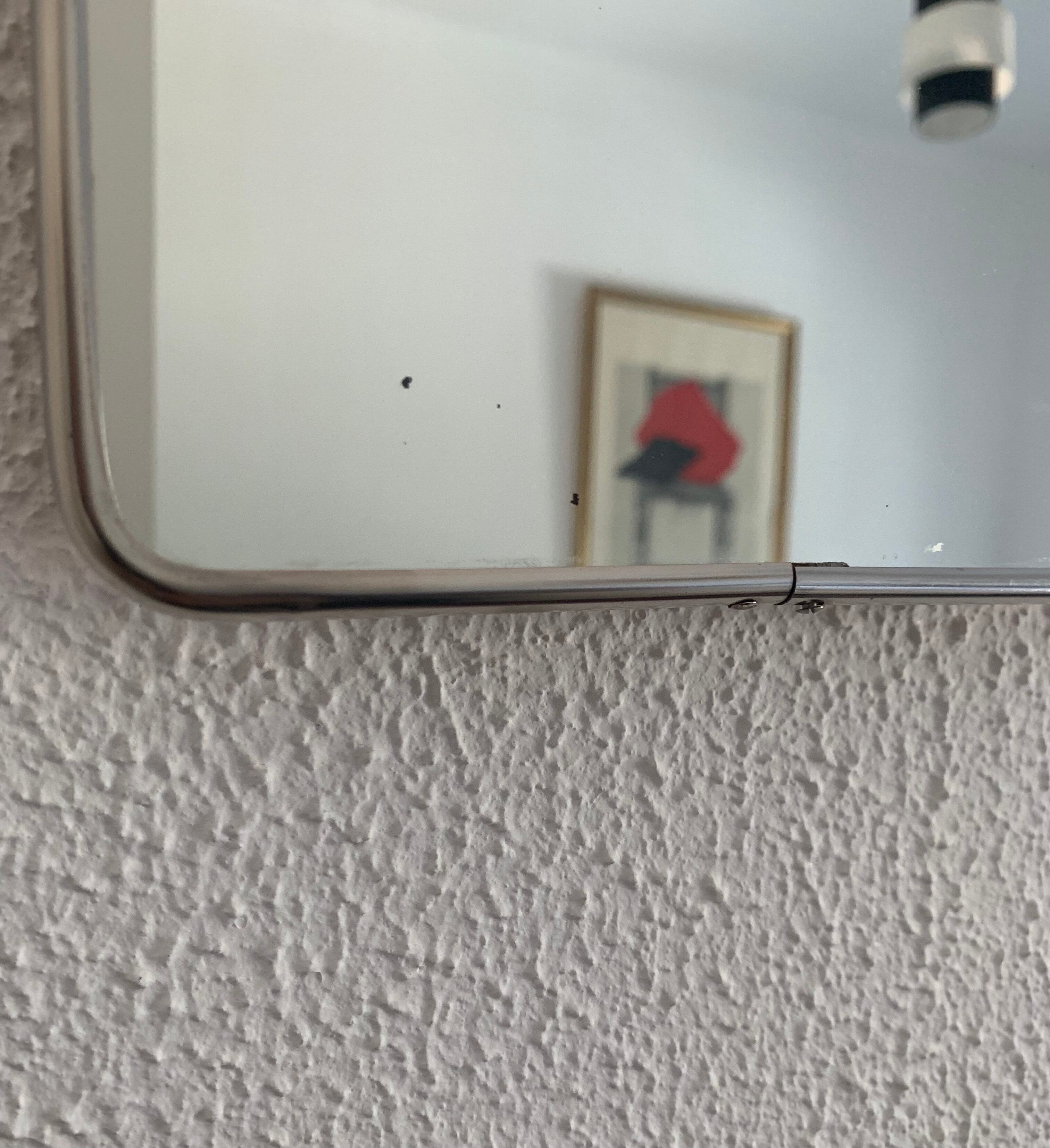 Vintage mirror 1960 triptych ivory barber - 24 x 59 cm