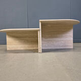 Pair of vintage travertine coffee tables or side tables, 1970s