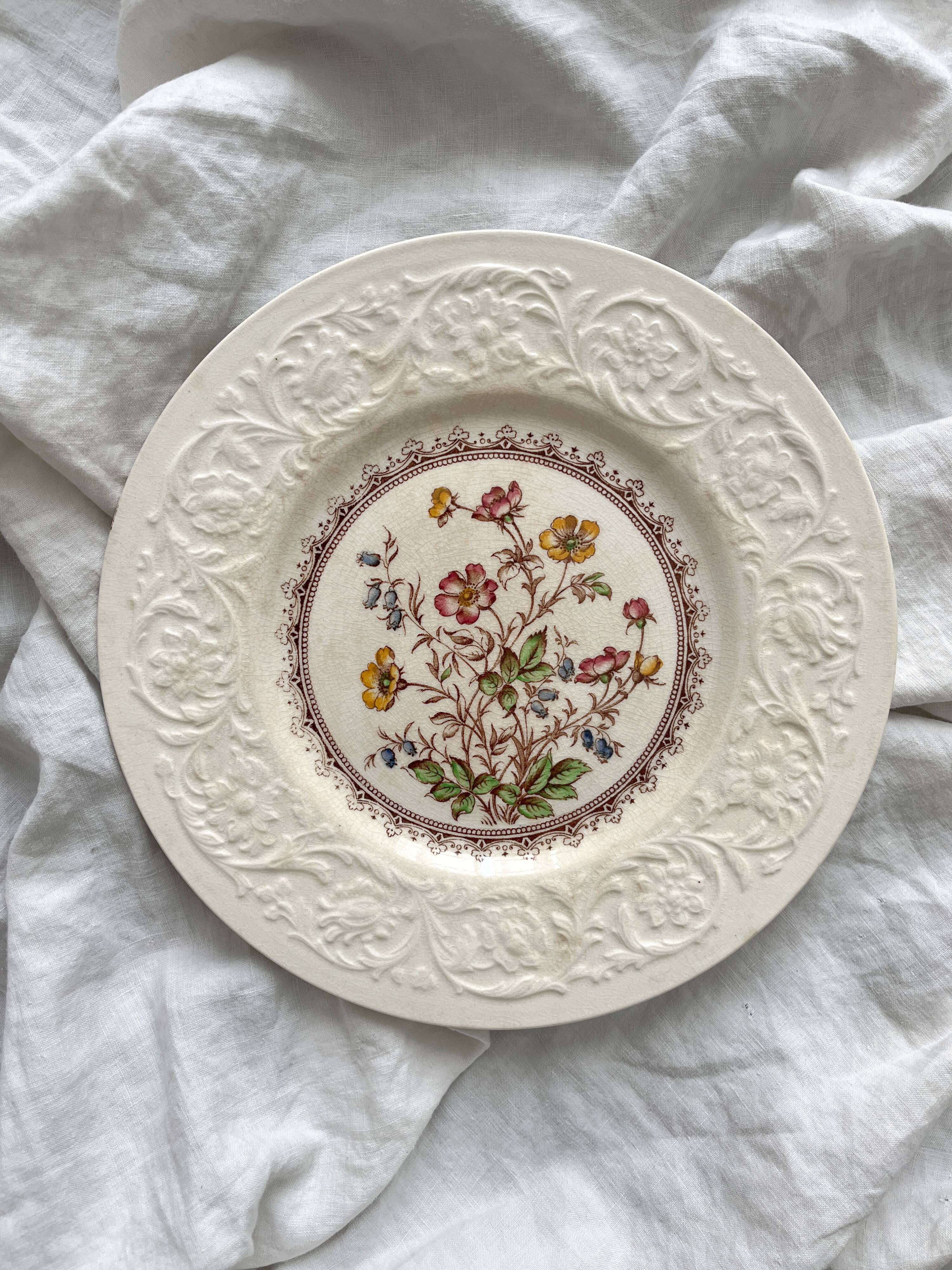 Booths "Wild Rose" English Polychrome Ironstone Flat Plate