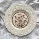 Assiette plate en terre de fer polychrome anglaise "Wild Rose" Booths