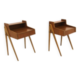 Set of 2 teak bedside tables, Sweden, 1950
